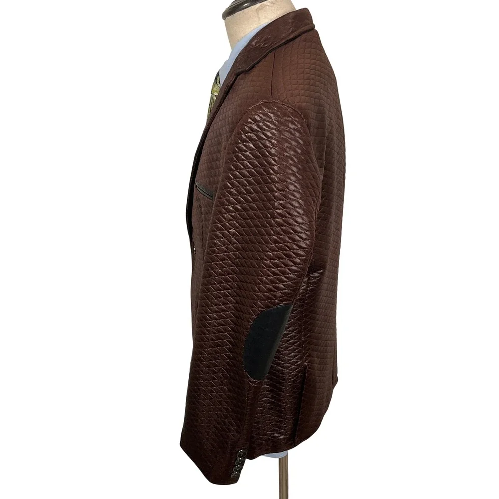 Barabas Blazer Mens 42R Brown Quilted Diamond Formal Luxury‎ Jacket